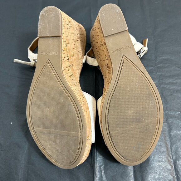 Franco Sarto Clinton cream leather t-strap cork wedge sandals 9M - Picture 5 of 7